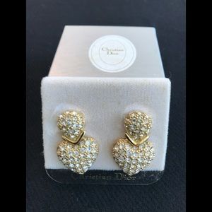 Christian Dior Rare Crystal Pave Signed 💕clip earrings